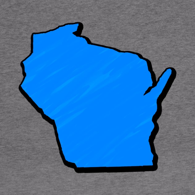 Bright Blue Wisconsin Outline by Mookle